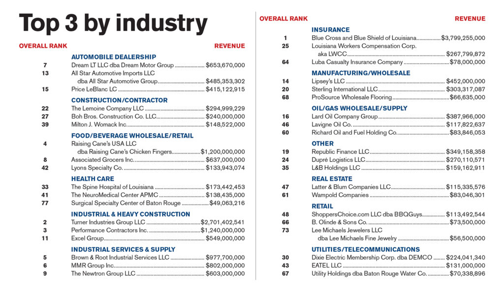 Top 100 by industry