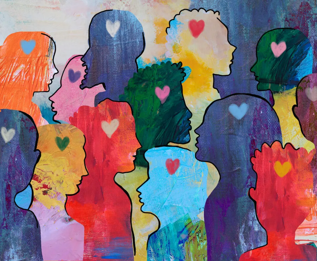 Group of loving diverse people