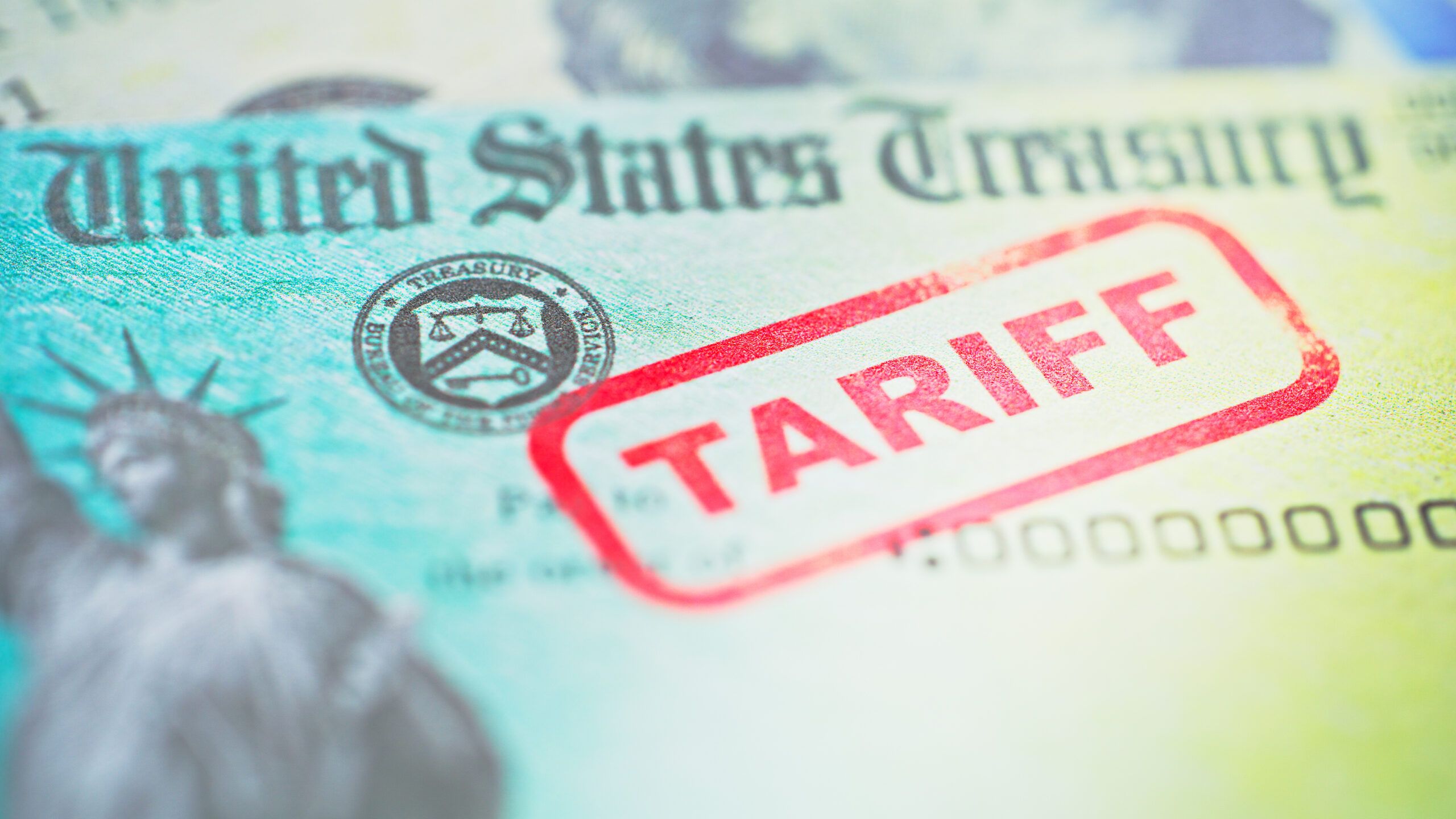 US Treasury Check with Tariff Stamp