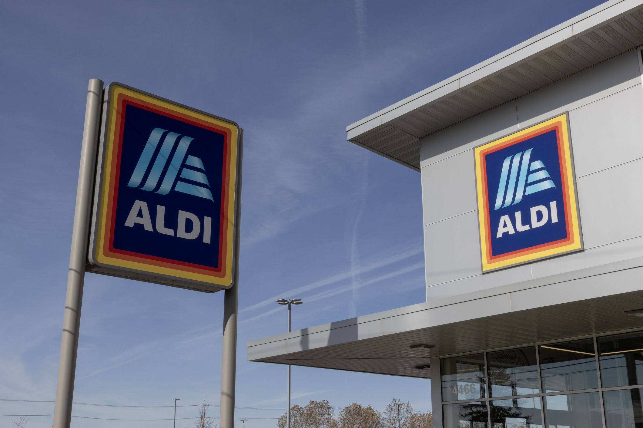Aldi Discount Supermarket. Aldi sells a range of grocery items, including produce, meat and dairy at discount prices.